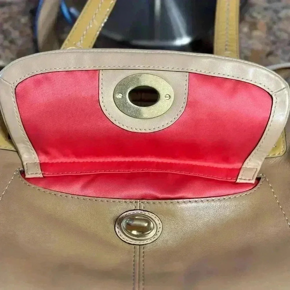 Coach Leather Bonnie Satchel Shoulder Bag  Camel Red Satin Interior 13382 - Picture 7 of 16